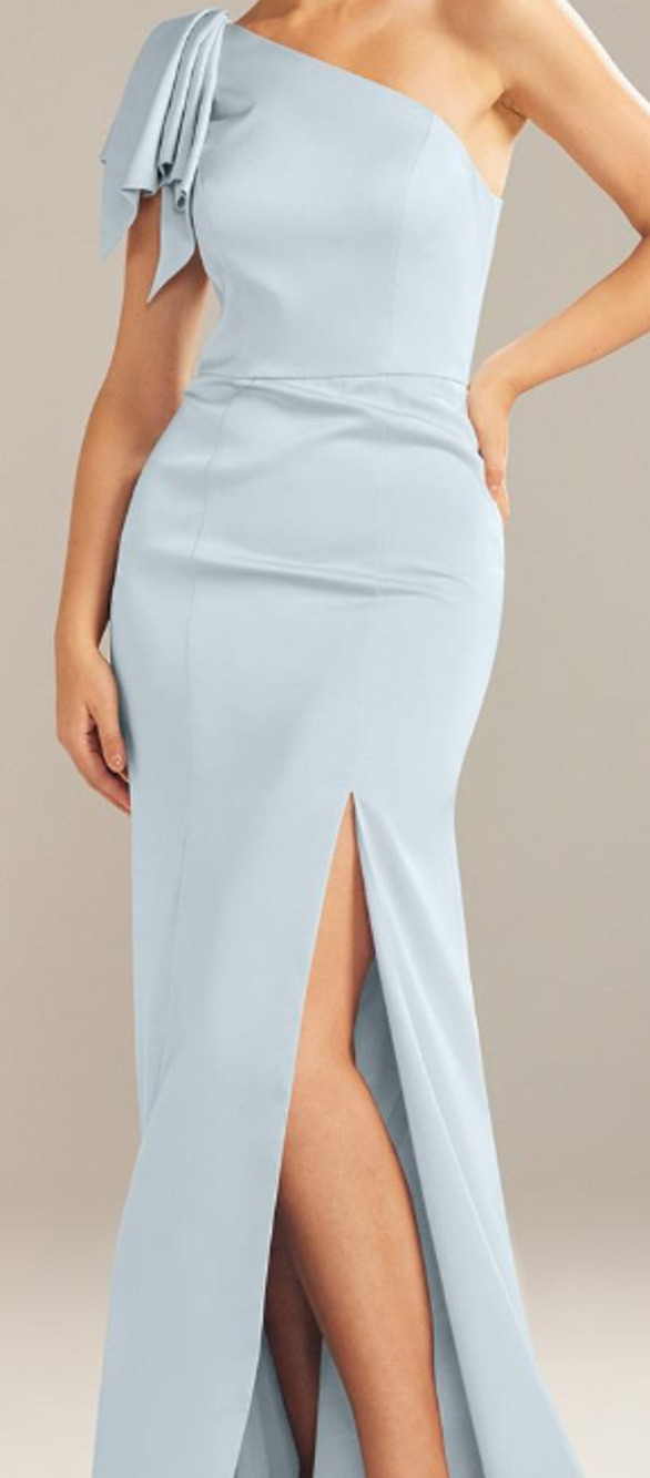 FORMAL PARTY AW 4 S Baby blue Dorsey one shoulder bridesmaid maxi dress NEW B46